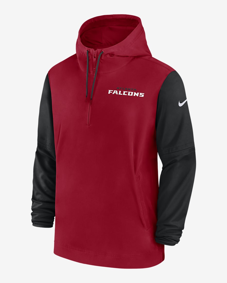 Atlanta Falcons Sideline Pre-Game Player Men's Nike NFL 1/2-Zip Hooded  Jacket